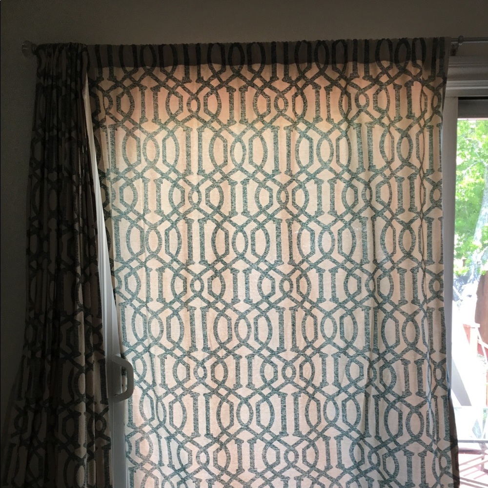 Tan and blue curtains